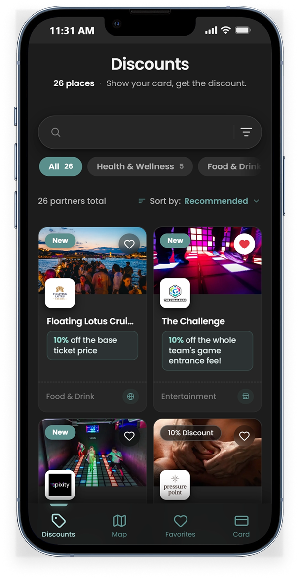 The UniMap app showing student discounts