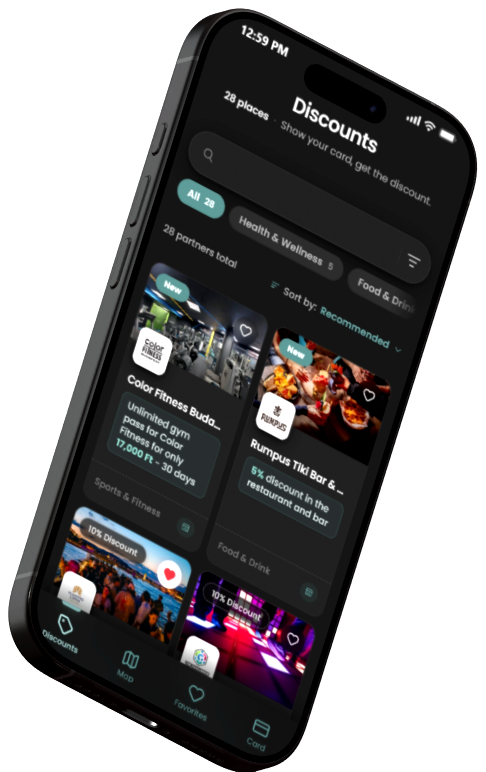 The UniMap discount catalog in the app